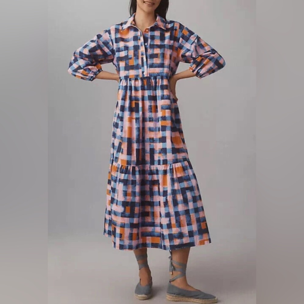 Like New Maeve Bettina Tiered Shirt Dress from Anthropologie